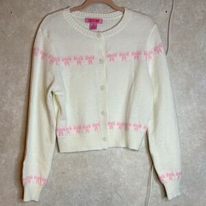 New🩷🩷Color Story Women's Cream Cardigan with Pink Accents